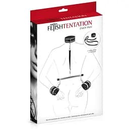 Фіксатор для рук та шиї з повідцем Fetish Tentation Submission bar with handcuffs and collar
