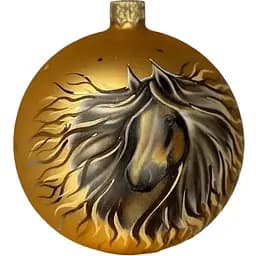Ялинкова прикраса Санта Шоп Символ 2026 Мрійливий кінь золотий скло (4820001234084)