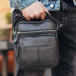 Чоловічий шкіряний месенджер 18x22x8, сумка планшет через плече Tiding Bag A25F-1519A чорний 180