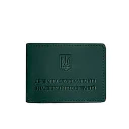 Шкіряна обкладинка на посвідчення Державної служби України з надзвичайних ситуацій (ДСНС) зелена Crazy Horse - мініатюра 6