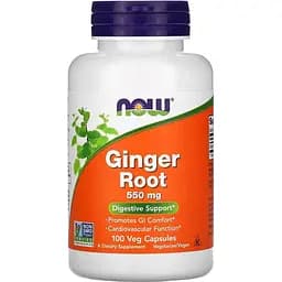 Натуральная добавка NOW Ginger Root 550 mg, 100 вегакапсул