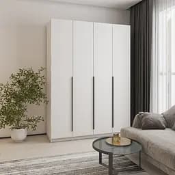 Шкаф 4-дверный MebelStar Оскар ДСП BG, комплект полок 160x52x220 см Аляска белый (MBS-4672)