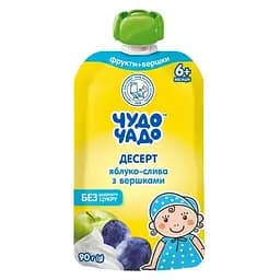 Десерт для детей Чудо-Чадо Яблоко-слива со сливками, 90 г