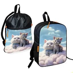 Шкільний рюкзак дитячий з кошеням + Сумка для взуття спортивної форми рюкзак-мішок для хлопчика (01701)