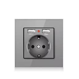 Розетка з заземленням SIXWGH з USB-портами Сірий (WH034G)