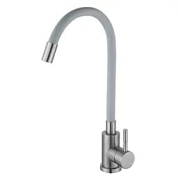 Смеситель для кухни Zerix LUX-011 с серым силиконовым изливом ZX4876 Нержавеющая сталь