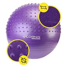 М'яч для фітнесу (фітбол) Cornix 65 см напівмасажний Anti-Burst Violet XR-0476 - мініатюра 5