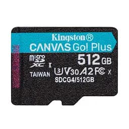 Карта памяті MicroSDXC 512GB UHS-I/U3 Class 10 Kingston Canvas Go! Plus R200/W160MB/s (SDCG4/512GBSP)