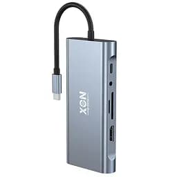 USB-хаб XON SmartHub 11 в 1 (Ethernet, VGA, HDMI, 3.5 Audio, SD/TF, Type-C, 2xUSB3.0, 2xUSB2.0) Сірий (UHCHP113322G 4432) - мініатюра 2