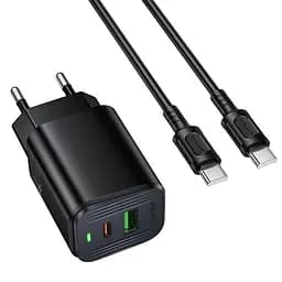 МЗП Borofone BAS85A Star PD30W+QC3.0 (1USB-A/1C) + кабель Type-C to Type-C Black - мініатюра 6