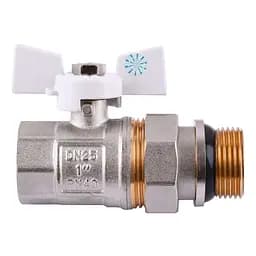 Кран кульовий з американкою Q Professional QP003 PN40 1″ антипротікання, Білий метелик