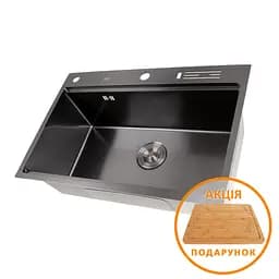 Кухонна мийка з нержавіючої сталі чорна з PVD покриттям мультифункціональна Nett NB-7048, Чорний