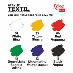 Набір фарб для розпису тканин CAT 6×20 мл Rosa Talent - мініатюра 4