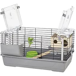 Клітка для кролів MPS Eva Vip з дерев'яним будиночком Grey - Black