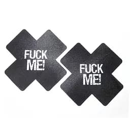 Вінілові наклейки на соски з принтом 'Fuck Me!' One size чорний (K000253)