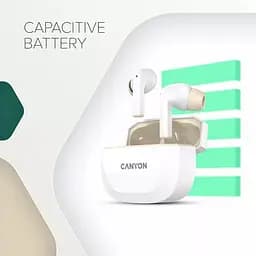 Навушники Canyon TWS HEXAGON 7 TWS ANC+ENC Wireless Charge White Beige (CNS-TWS7WB) - мініатюра 6