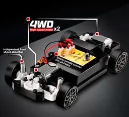 Машинка для дрифта на радіокеруванні Porsche S814 1:24 4WD з LED-ліхтарями (Темно-сірий) - мініатюра 6