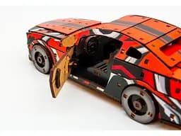 Дерев'яний 3D конструктор Muscle car GT, Puzzleоk (Puz-00641), 162 дет. (червона) - мініатюра 2