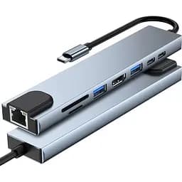 Концентратор Dynamode USB-C 8-in-1 HDMI 4K30Hz + 1xRJ45 + 1xUSB 3.0 + 1xUSB 2.0 + 1xUSB-C PD (BYL-2017L) - мініатюра 6