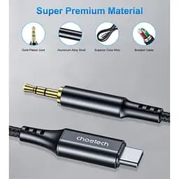 Перехідник USB-C to jack 3.5mm stereo audio (CDLA) 2.0m Choetech (AUX008-BK) - мініатюра 4