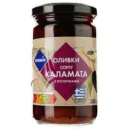 Оливки Премія Каламата с косточкой в рассоле 300 г (882049)