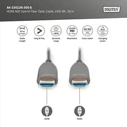 Кабель Digitus HDMI UHD 8K, AOC hybrid-fiber, AM/M, 30м, чорний - мініатюра 4