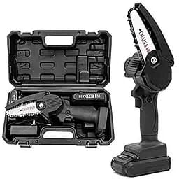 Акумуляторна ланцюгова міні пила 4 дюйма 24Vf для обрізки дерев і розпилювання дров у пластиковому кейсі Чорна