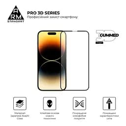 Захисне скло на Apple iPhone 14 Pro Max з олеофобним покриттям, Pro 3d, повне проклеювання, антистатичний і пиловідштовхуючий шар, 9H, самоклеючеся, 3D, на весь екран, антистатичний клей, оригінал ArmorStandart (ARM66356) - мініатюра 2