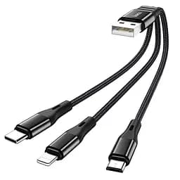 Кабель Hoco X47 Harbor Combo 3 в 1 Lightning + Micro USB + Type-C 0.25 м black