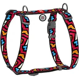 Шлея для собак Waudog Nylon анатомічна H-подібна з QR-паспортом, малюнок "Графіті", пластиковий фастекс, L