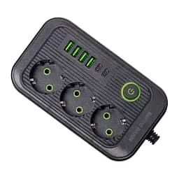 Мережевий фільтр-подовжувач Yiwu HP-5-22 LUXE F016U на 3 розетки 6 USB 4,75 метри чорний  - мініатюра 3