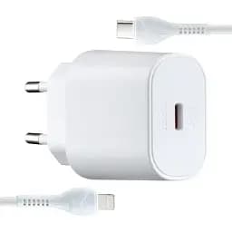 Зарядний пристрій - блок і кабель набір Hoco N22 Jetta PD25W charger set C to iP (вилка EU) Білий