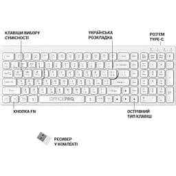 Клавіатура OfficePro бездротова біла (SK985W) - мініатюра 8