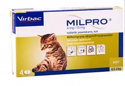 Virbac Milpro Милпро Антигельминтные таблетки для котят до 2кг 4 таблетки