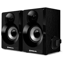 Колонки 2.0 REAL-EL S-200 черный, 2 x 3 Вт, дерево (MDF), питание от USB, управление со стороны