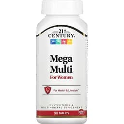 Мультивитамины и мультимикроэлементы для женщин 21st Century Mega Multi for Women 90 таблеток