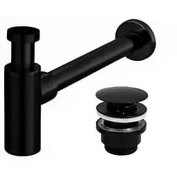Сифон універсальний для умивальника Rea black mat click-clack чорний REA-A5215, Чорний матовий