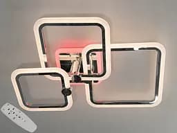 Світлодіодна люстра під стелю з пультом, димером, підсвіткою,65W, хром