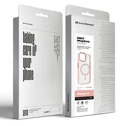 Чехол Apple iPhone 14, Unit MagSafe, розовый, прозрачный, магсейф, противоударный, магнитный, панель-накладка с поддержкой MagSafe, с поддержкой беспроводной зарядки, TPU+PC, защита всего корпуса, ударопрочный, ArmorStandart (ARM75206) - мініатюра 2