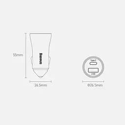 Автомобільний зарядний пристрій Baseus Golden Contactor Pro 40W USB + Type-C (CCJD-0G) Gray [67978] - мініатюра 7