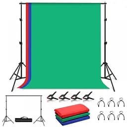 Набор фонов с креплением Puluz PKT5204 зеленый, синий, красный (200x200 см)