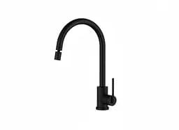 Змішувач для кухні з нержавіючої сталі поворотний аератор чорний Nett EB-22 Чорний матовий