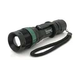 Ліхтар ручний Watton WT-037, 1LED Cree Q5, 3W, 3 режими, ZOOM, 18650/2800mah (перехідник 3*AAA), Black, IP44, СЗУ, 132х34х28мм, BOX