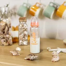 Скляна пляшечка для годування Baboo Sea Life Антиколікова, 240 мл, 3+ міс., помаранчева (3-118) - мініатюра 6