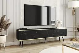 Тумба під телевізор Perfect Home Оро / Oro 3-дверна з чорними ніжками RTV175 Чорний мармур роял (PFH-091340)