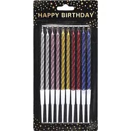 Набір свічок для торта "Спіраль" Bambi TL-1046, 10 штук, металік