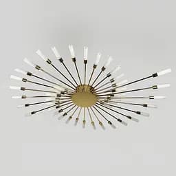 Потолочная золотая люстра в форме солнечной вспышки на 42 плафона G4 Ø 135х120 см | Line F | Ст. 1279/42 GD