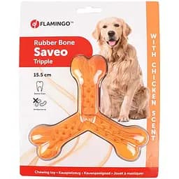 Flamingo Rubber Flexo Saveo Triple Bone Chicken 15.5х14 см жевательная игрушка для собак вкус курицы