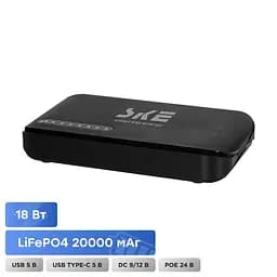 Джерело безперебійного живлення Mini UPS SKE POE-830P-LFP 20000mAh 5V/9V/12V/24V/PoE, LiFePo4 4*5Ah, для роутера та оптичного терміналу (42-00186) - мініатюра 1