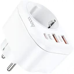 Мережевий фільтр HOCO NS3 на 1 розетку + 2 USB + USB-C, 20W, 220В, White